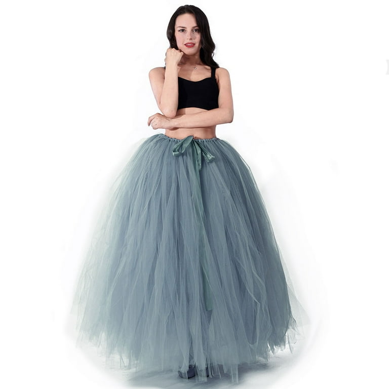Wnegstg Maxi Skirts for Women Fashion Solid Color Lace Up Bow Puffy Skirt Handmade Performance Women s Size One size Gray