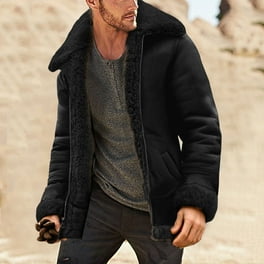 WNEGSTG Men s Leather Jackets Men Autumn and Winter Casual Solid Coat Simple Sports Zipper Coat Pocket Baseball Clothes Flying Jacket Walmart