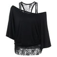 thumbnail image 1 of WNEGSTG Off The Shoulder Tops for Women Plus Size Lace Loose Casual Long Sleeve Blouse Shirt, 1 of 4