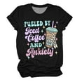 thumbnail image 1 of WNEGSTG Shirts for Women Cute Letter Graphic T Shirt Short Sleeve Shirts Top Black, 1 of 3
