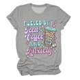 thumbnail image 1 of WNEGSTG Shirts for Women Cute Letter Graphic T Shirt Short Sleeve Shirts Top Grey, 1 of 3