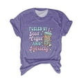 thumbnail image 1 of WNEGSTG Shirts for Women Cute Letter Graphic T Shirt Short Sleeve Shirts Top Purple, 1 of 3