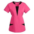 thumbnail image 1 of WNEGSTG Shirts for Women Loose Scrub Tops with Double Pockets Short Sleeve Tunic Hot Pink, 1 of 3