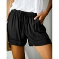 thumbnail image 1 of WNEGSTG Shorts for Women, Splice Comfy Waist Pants Shorts Loose Elastic Pocketed Womens Casual Drawstring Pants, Black M, 1 of 2