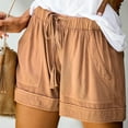 thumbnail image 1 of WNEGSTG Shorts for Women, Splice Comfy Waist Pants Shorts Loose Elastic Pocketed Womens Casual Drawstring Pants, Orange S, 1 of 6