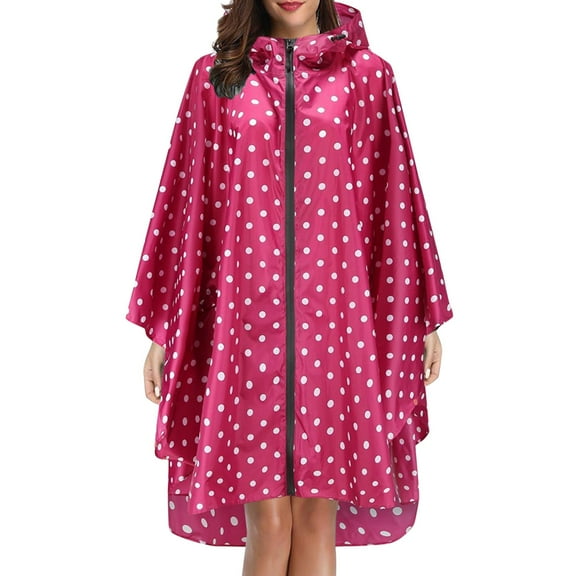 WNEGSTG Umbrellas for Rain, Pink Rain Jackets for Women Waterproof, Unisex Fashion Rain Jacket Coat Hooded Raincoat for Adults Teens with Pockets