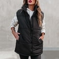 thumbnail image 1 of WNEGSTG Vests for Women 2023 Autumn Winter Solid Color Zipper Warm Stand Collar Cotton Vest Jacket with Pockets, 1 of 1
