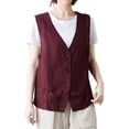 thumbnail image 1 of WNEGSTG Vests for Women 2023 Spring and Autumn Linen Vest Sleeveless Casual Vest Solid Sweetheart Cotton Linen Short Coat, 1 of 4