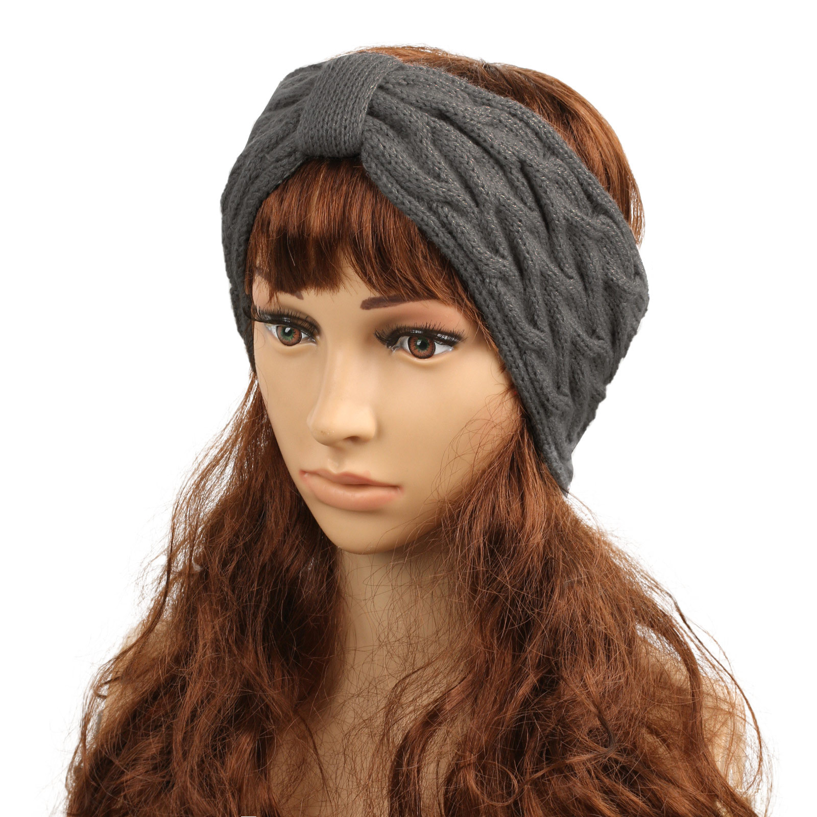 WNEGSTG Warm Winter Headbands For Women Cable Crochet Turban Ear Warmer Headband Gifts 1Pack