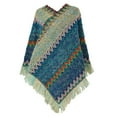 thumbnail image 1 of WNEGSTG Women Colourful Splice Poncho With Tassels Knitted Shawl Scarf Fringed Wraps Pashminas Sweater Pullover Cape Cloak, 1 of 3