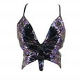 thumbnail image 1 of WNEGSTG Women Glitter Sequined Butterfly Crop Top Halter Backless Club Party Night Out Tank Top Black, 1 of 7