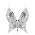 thumbnail image 1 of WNEGSTG Women Glitter Sequined Butterfly Crop Top Halter Backless Club Party Night Out Tank Top Silver, 1 of 7