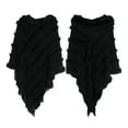 thumbnail image 1 of WNEGSTG Women Solid Poncho With Tassels Knitted Shawl Scarf Fringed Wrap Sweater Pullover Cape Gifts Sparkly Jacket over Dress Black, 1 of 4