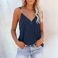 thumbnail image 1 of WNEGSTG Women Summer V Neck Chain Strap Tank Tops Sexy Sleeveless Flowy Tank Tops for Women Blue, 1 of 6
