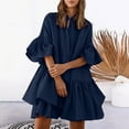 thumbnail image 1 of WNEGSTG Women Tiered Ruffle Layered Summer Dress Cirle Half Sleeve Babydoll Dress V Neck Mini Dress Navy, 1 of 9
