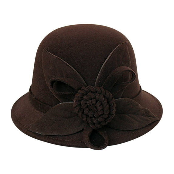 WNEGSTG Women Vintage Felt Flowers Bucket Cloche Bowler Hat Church Wedding Dress Fascinator Hat
