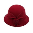 thumbnail image 1 of WNEGSTG Women Vintage Felt Flowers Bucket Cloche Bowler Hat Church Wedding Dress Fascinator Hat, 1 of 3