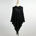 thumbnail image 1 of WNEGSTG Women's Autumn Winter Knitted Tassels Hooded Cloak Poncho Capes Shawl Loose Irregular Pullover Sweater Black, 1 of 4