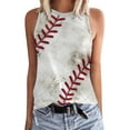 thumbnail image 1 of WNEGSTG Women's Baseball Sleeveless T Shirt Round Neck Slim Fit Tank Tops, 1 of 7