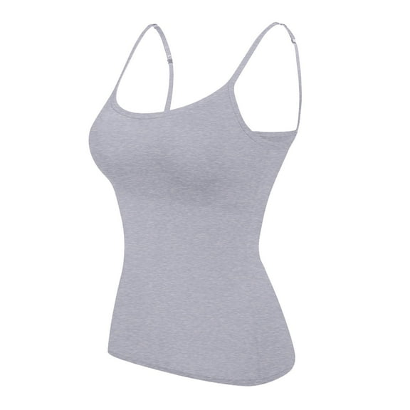 WNEGSTG Women's Basic Camisole Undershirt Adjustable Spaghetti Strap Tank Top Gray