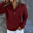 thumbnail image 1 of WNEGSTG Women's Hoodie Long Casual Pocket Sweatshirts Pullover Wine, 1 of 7