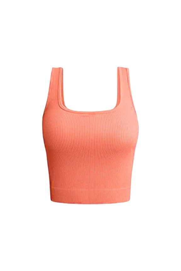 Women's Square Neck Cropped Tank Tops for Women Ribbed Crop Cami Shirts Summer Beach Shirts Red