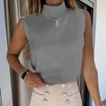thumbnail image 1 of WNEGSTG Womens Elegant Mockneck Knitted Sleeveless Sweater Pullover Spring Casual Solid Color Tank Blouse Top Gray, 1 of 5
