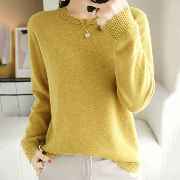 WNEGSTG Womens Spring Tops Cardigan Blouses Dressy Casual,Light Sweaters for Women Long Sleeve Crew Neck Lightweight Soft Knitted Pullover Knitted Blouse