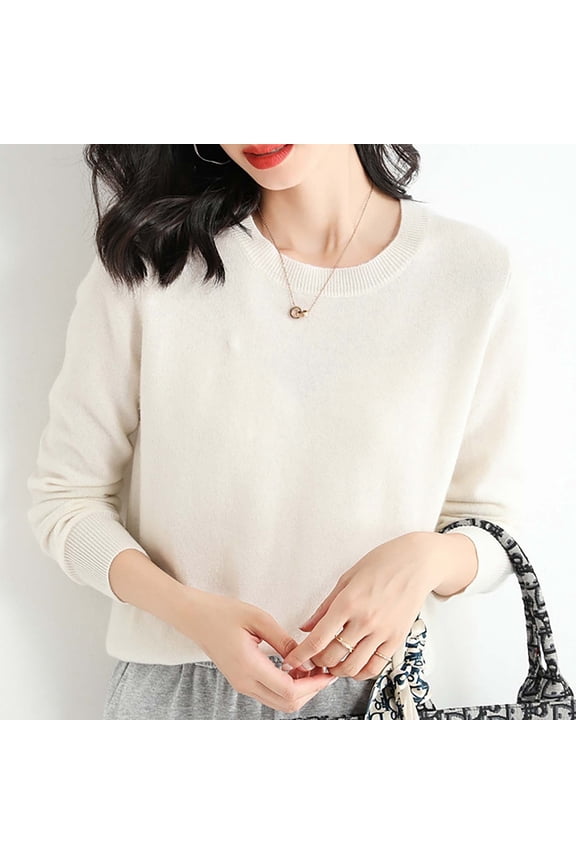 Womens Spring Tops Cardigan Blouses Dressy Casual,Light Sweaters for Women Long Sleeve Crew Neck Lightweight Soft Knitted Pullover Knitted Blouse