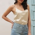 thumbnail image 1 of WNEGSTG Womens Workout Halter Tops Cropped Tank Tops,Womens Spaghetti Strap V Neck Satin Camisole Sleeveless Soft Tank Top, 1 of 7