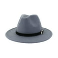thumbnail image 1 of WNEGSTG men Womens Fedora Hat Wool Wide Brim Felt Panama Sun Hats Vintage Trilby Cap with Buckle, 1 of 1