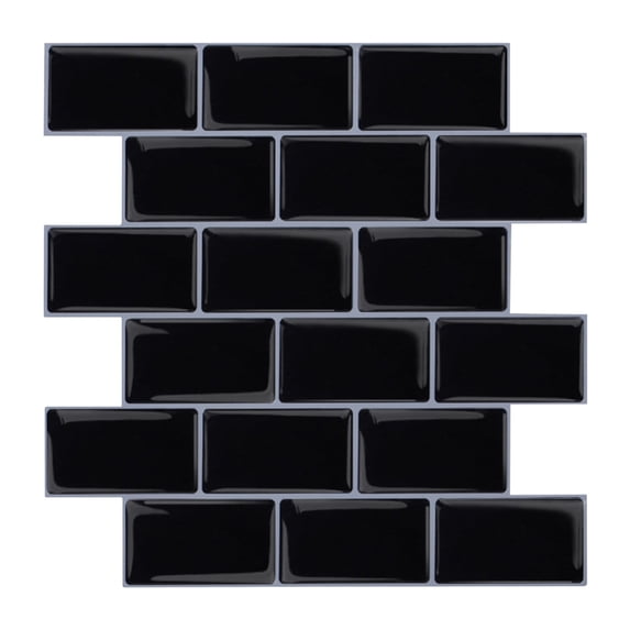WNEXOPE 12"x12" Tiles Self Adhesive Kitchen Splashbacks, Peel and Stick Wall Tile Stickers, Stick on Tiles Splashback (Black, Thicker Design)