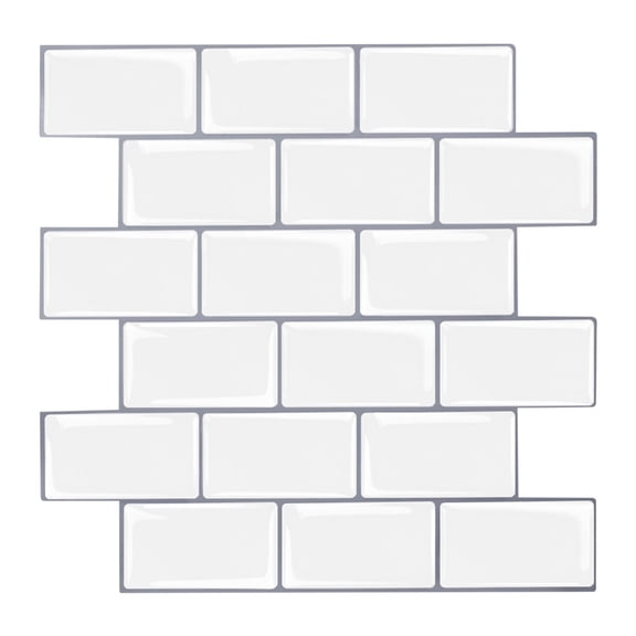 WNEXOPE 12"x12" Tiles Self Adhesive Kitchen Splashbacks, Peel and Stick Wall Tile Stickers, Stick on Tiles Splashback (White, Thicker Design)