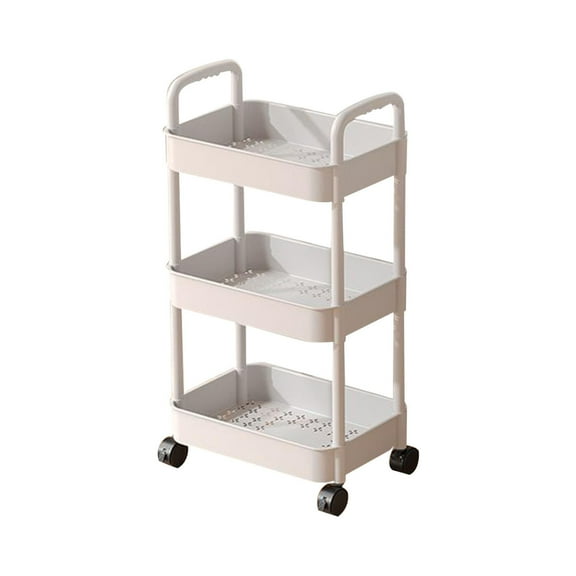 WNEXOPE 3-Tier Plastic Rolling Utility Cart, Multi-Functional Storage Trolley with Wheels for Office, Living Room, Kitchen