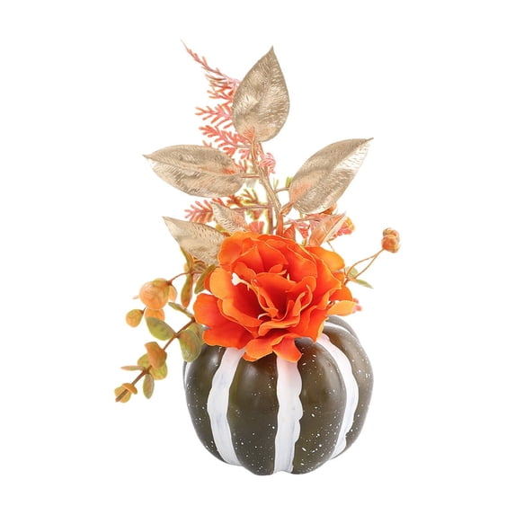 WNEXOPE Artificial Pumpkin Maple Leaves Arrangement, Fall Table Centerpiece Decor for Thanksgiving Halloween Party, Handcrafted Home Ornament