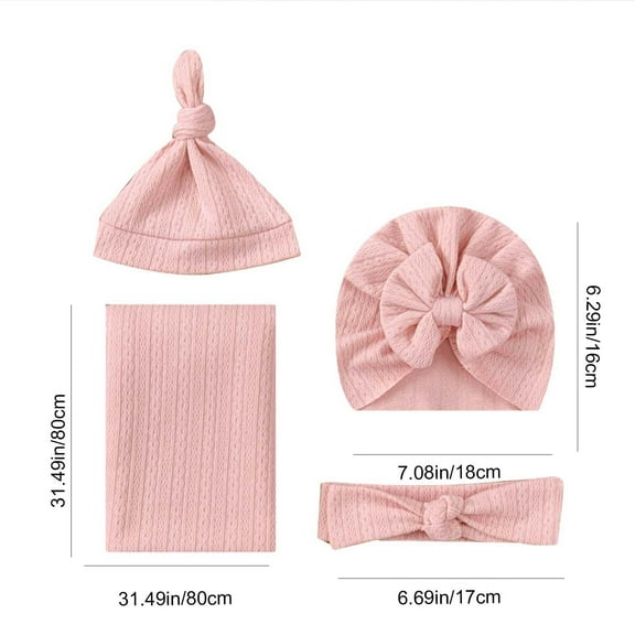 WNEXOPE Baby Shower Gift Set: Wrap Blanket, Turban Hat, Bowknot Headband, and Sleeping Bag - Nursery Bedding for Boys