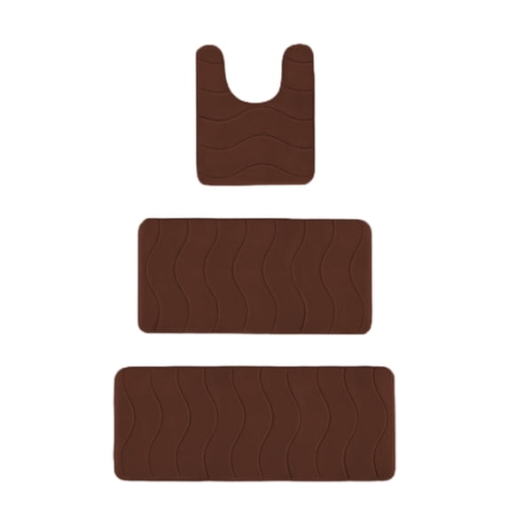 WNEXOPE Bathroom Rugs Sets 3 Piece, Bathroom Shower Rugs with U-Shaped Contour Toilet Mat, Absorbent Microfiber Plush Bath Mats, Non Slip Bath Rugs