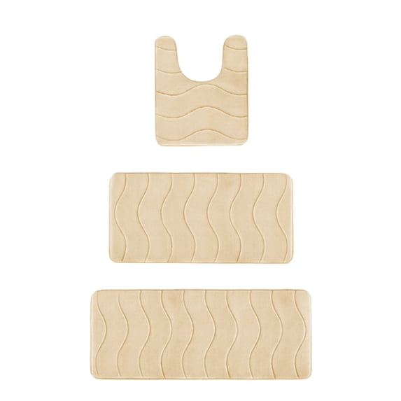 WNEXOPE Bathroom Rugs Sets 3 Piece, Bathroom Shower Rugs with U-Shaped Contour Toilet Mat, Absorbent Microfiber Plush Bath Mats, Non Slip Bath Rugs