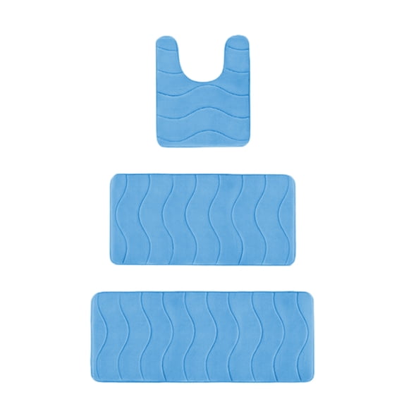 WNEXOPE Bathroom Rugs Sets 3 Piece, Bathroom Shower Rugs with U-Shaped Contour Toilet Mat, Absorbent Microfiber Plush Bath Mats, Non Slip Bath Rugs