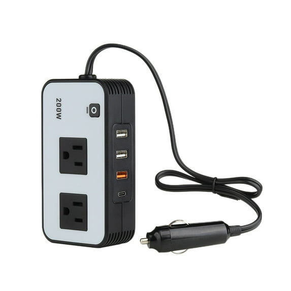 WNEXOPE Car Mounted 200W Plug-In Inverter with Multi-Port USB Fast Charging, Stable Voltage Output, and Standard Plug for Mobile Devices - Perfect for Road Trips and Outdoor Activities