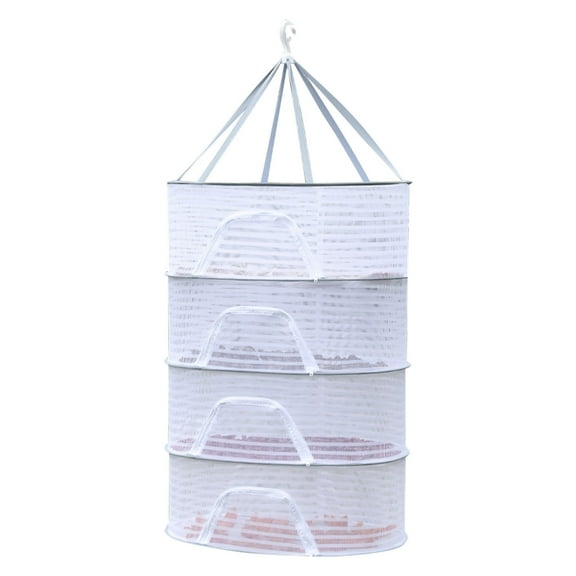 WNEXOPE Drying Rack 4 Layer Hanging Mesh Net for Plants Hanging Drying Fish Net Foldable Hanging Mesh Dryer for Buds, Fruits, Hydroponics Flowers, Vegetables, Fish or Clothes