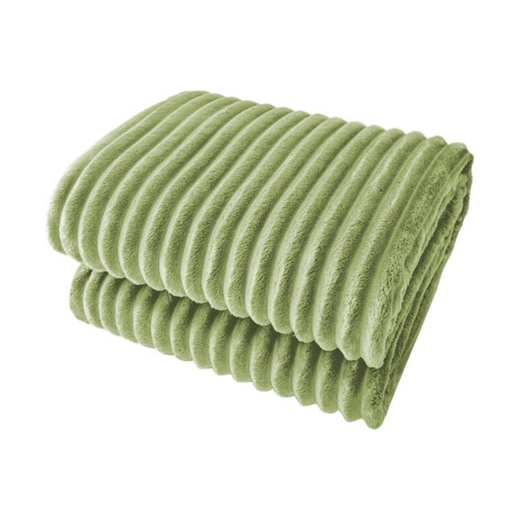 WNEXOPE Flannel Fleece Throw Blanket - Lightweight, Warm & Soft Striped Couch & Bed Blanket - Cozy Microfiber Ribbed Sofa Decor for All Seasons