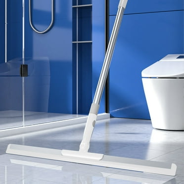WNEXOPE Floor Squeegee Broom, Heavy Duty Scrubber with Extendable 43'' Aluminum Pole and Rubber Blade for Kitchen, Shower Tiles