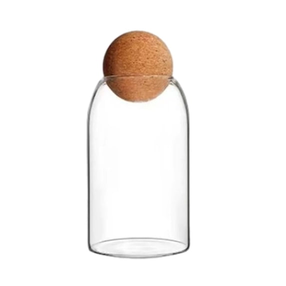 WNEXOPE Glass Storage Jars with Airtight Wooden Lid: Clear Candy Jar for Tea, Coffee, Spices, and Candy