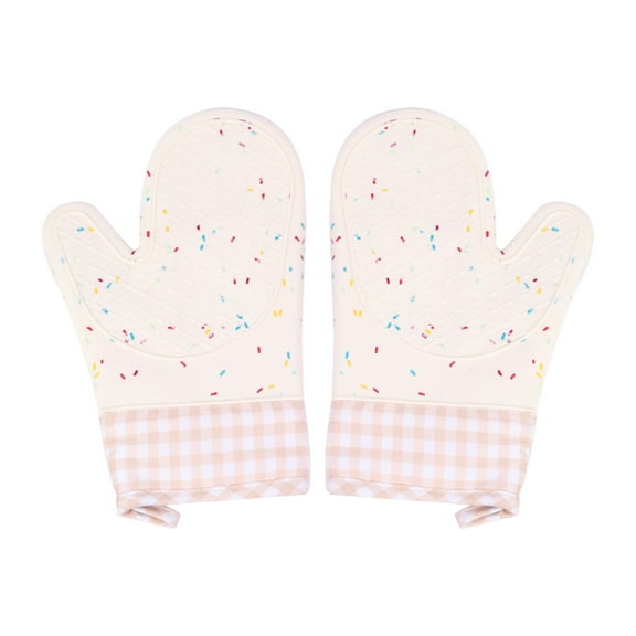 WNEXOPE Insulated Kitchen Gloves - Cotton Thickened Baking Mitts, Heat Resistant Oven Mittens for Cooking, Baking Bread & Tarts, Pink/Black (1 Pair)