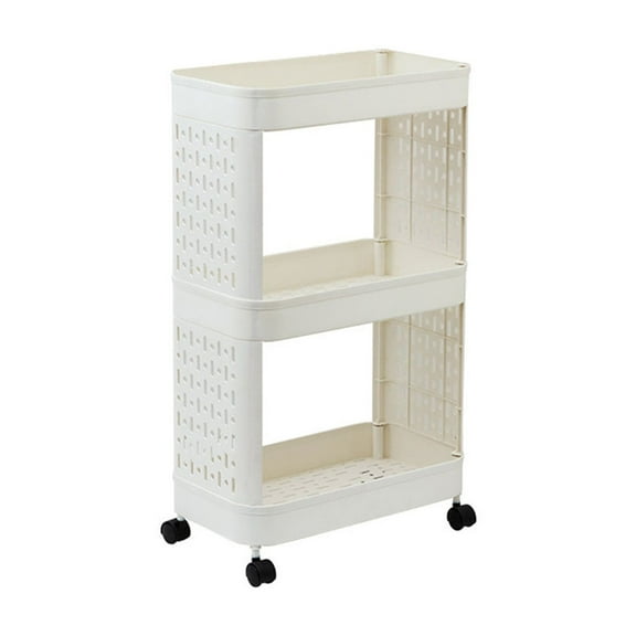 WNEXOPE Mobile Trolley Rack Under The Desk - Floor Standing Desk A4 File Book Snack Storage, Multi-Layer Plastic Cart with Universal Wheels (White)