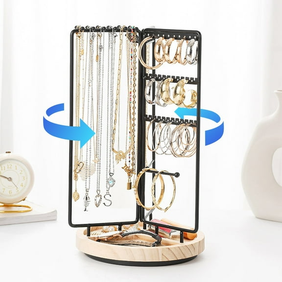 WNEXOPE Necklace Holder, Wood Base Jewelry Organizer Stand, Aesthetic Jewelry Hanger Display for Necklaces, Bracelets, Rings