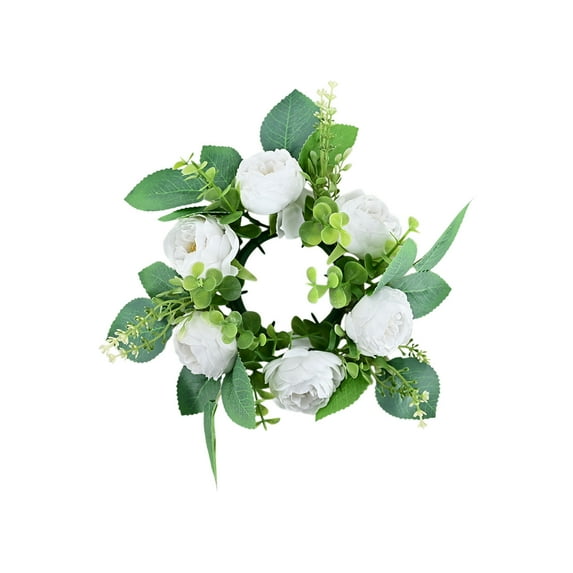 WNEXOPE Peony Candlestick Wreath - Artificial Floral Centerpiece for Holiday, Wedding & Home Decoration - Stylish Table Decor for Candle Displays