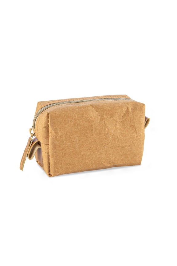 Reusable Washable Paper Travel Bag with Zipper for Cosmetics and Accessories Organizer - Versatile Makeup Pouch, Ideal for Home, Office, and Travel,Khaki
