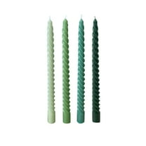 WNEXOPE Set of Four Long Green Taper Candles for Wedding, Banquet, and Holiday Decorations - Multicolor Mixed Wax Candlesticks for Relaxing Ambiance